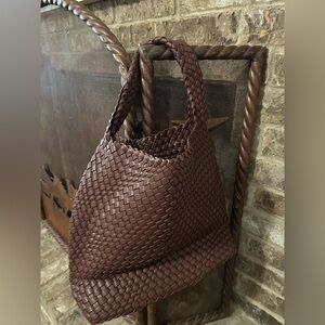 Elegant Brown Woven Tote Bag